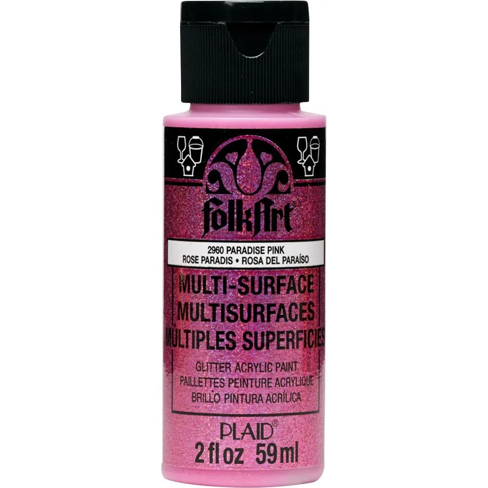 FolkArt ® Multi-Surface Glitter Acrylic Paints - Paradise Pink, 2 oz. - 2960
