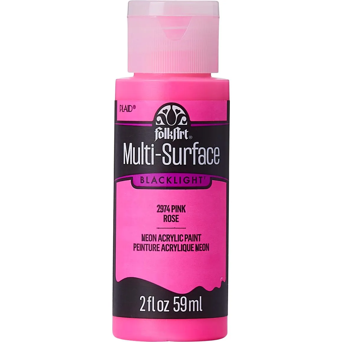 FolkArt ® Multi-Surface Neon Glow Acrylic Paints - Pink, 2 oz. - 2974