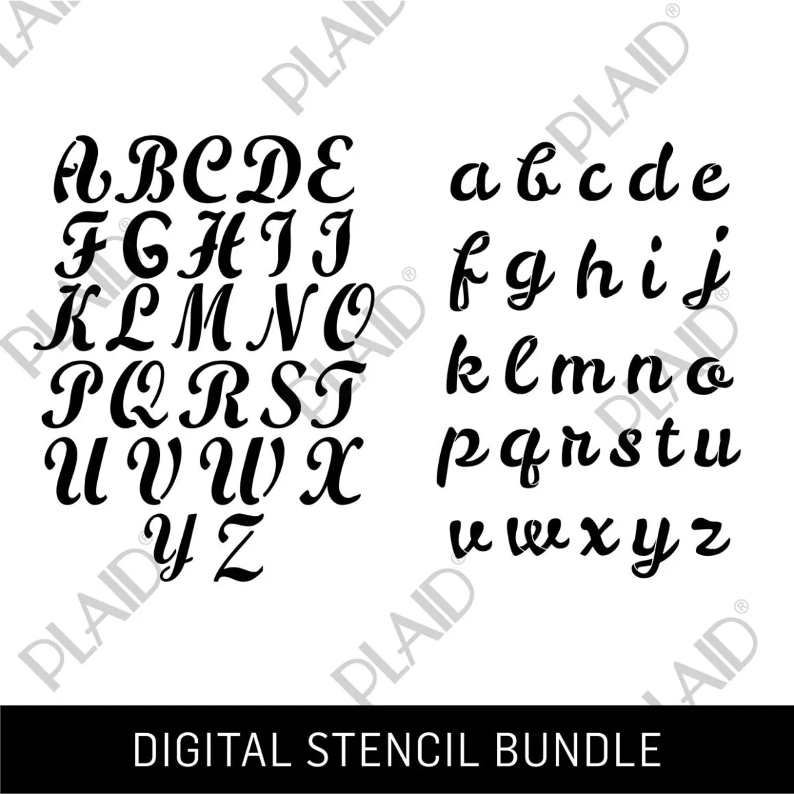 Alphabet Script Digital Stencil Bundle