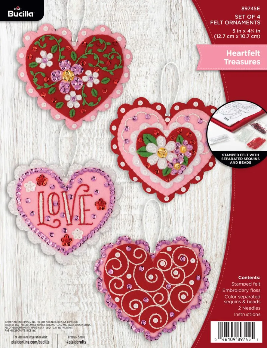 Bucilla® Heartfelt Treasures - Seasonal Felt Ornament Kits - 89745E