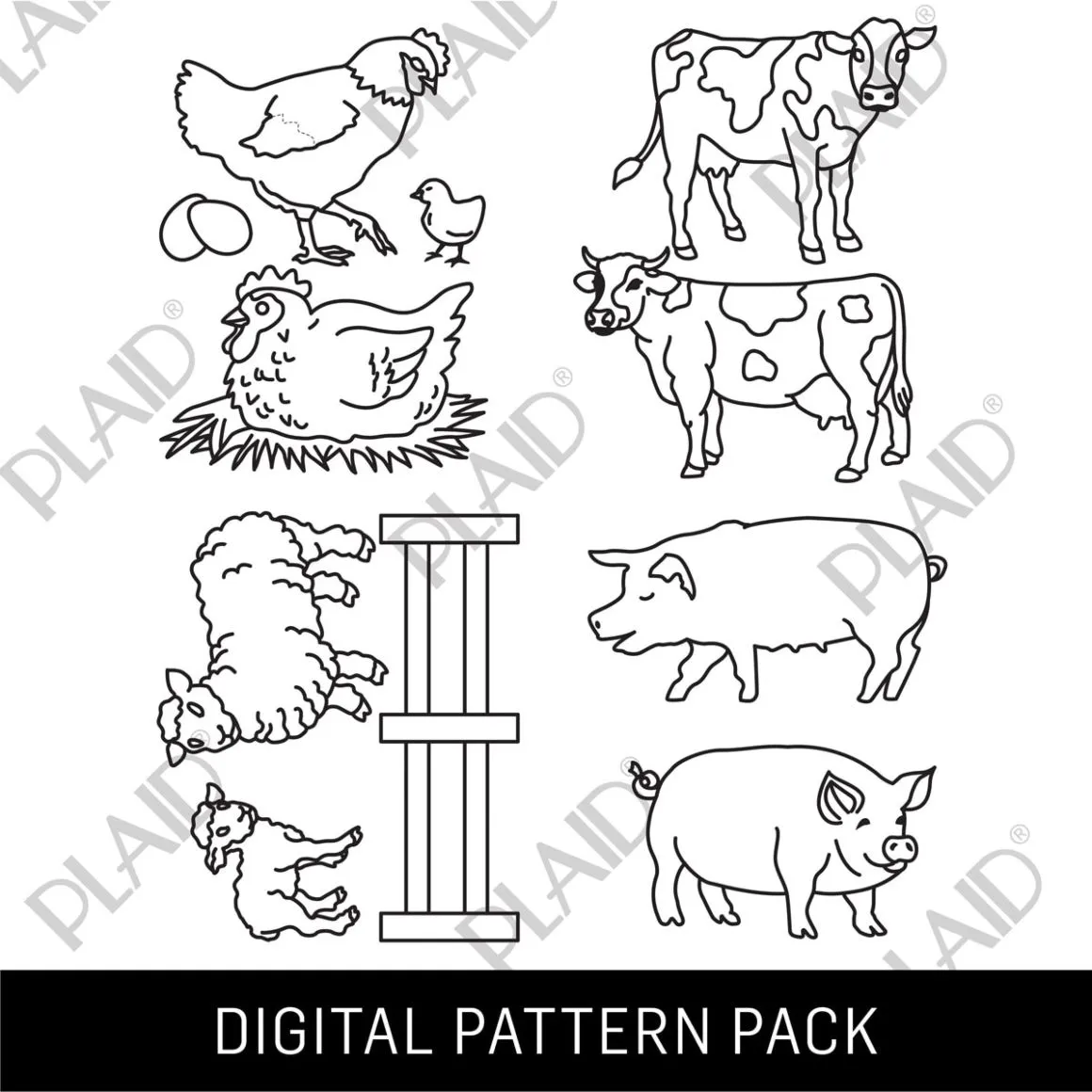 Farm Animals - Gallery Glass Digital Pattern Pack