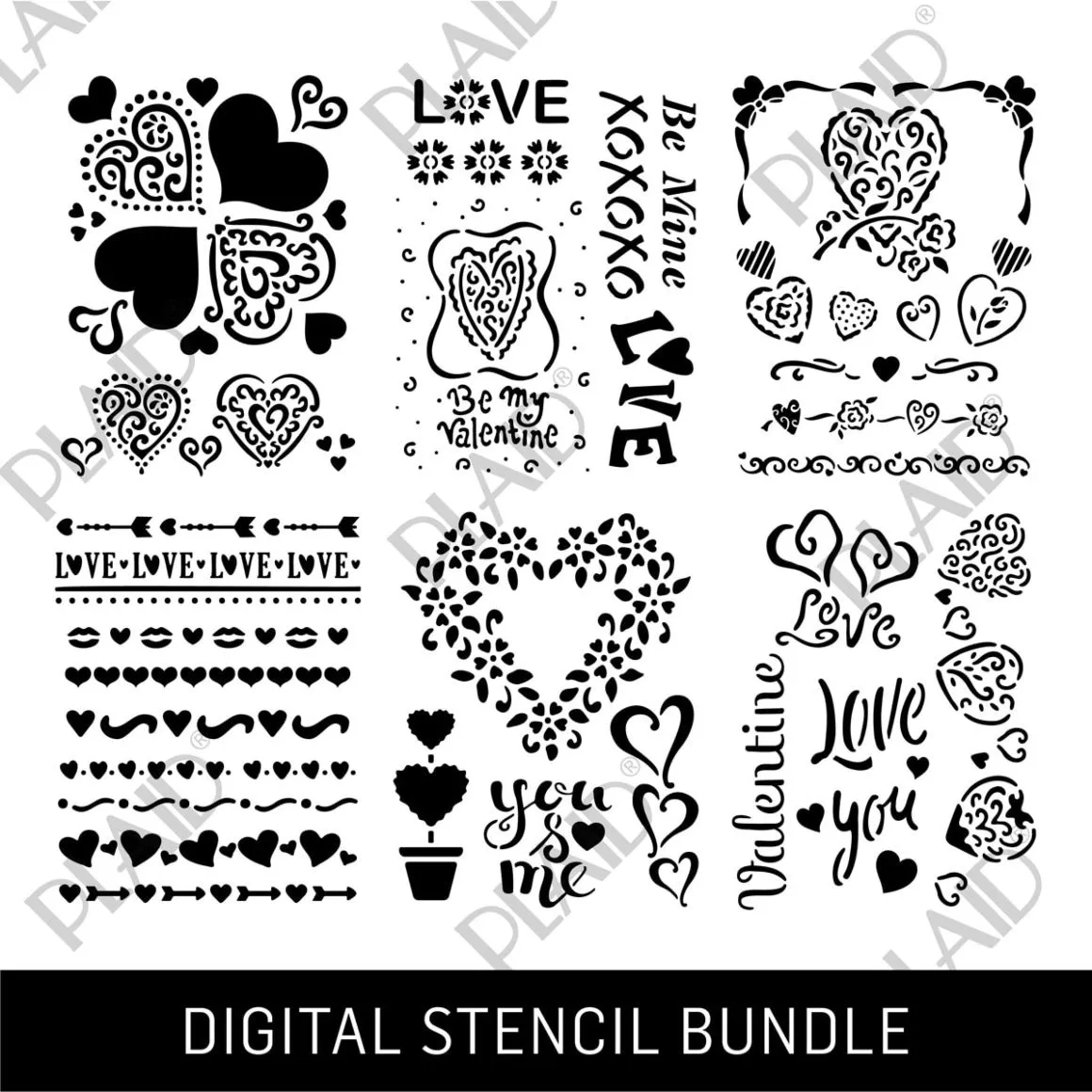 Valentine's Day Digital Stencil Bundle