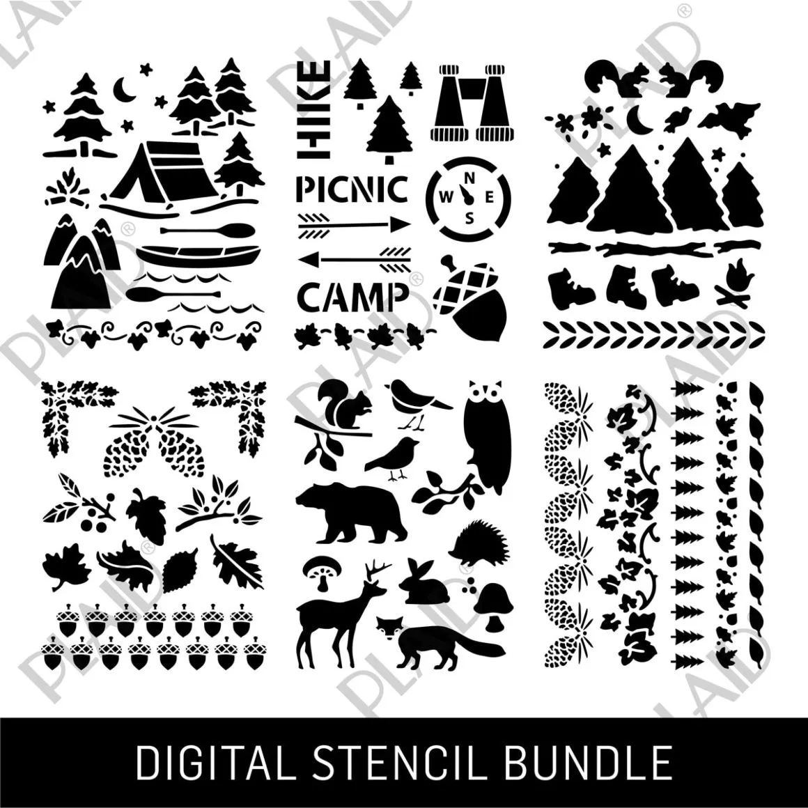 Woodland Digital Stencil Bundle