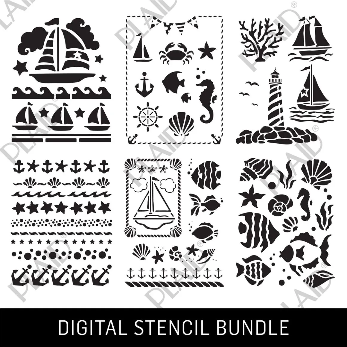 Nautical Digital Stencil Bundle