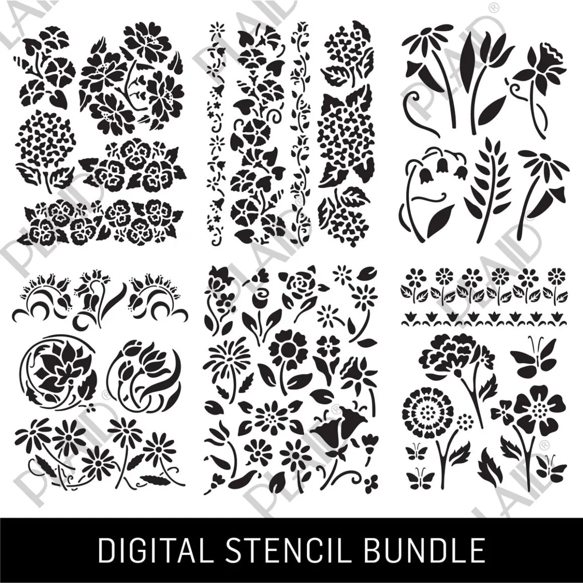 Spring Florals Digital Stencil Bundle