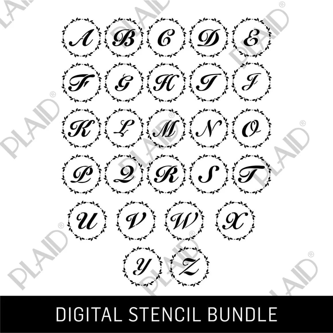 Alphabet Monogram 2 Digital Stencil Bundle
