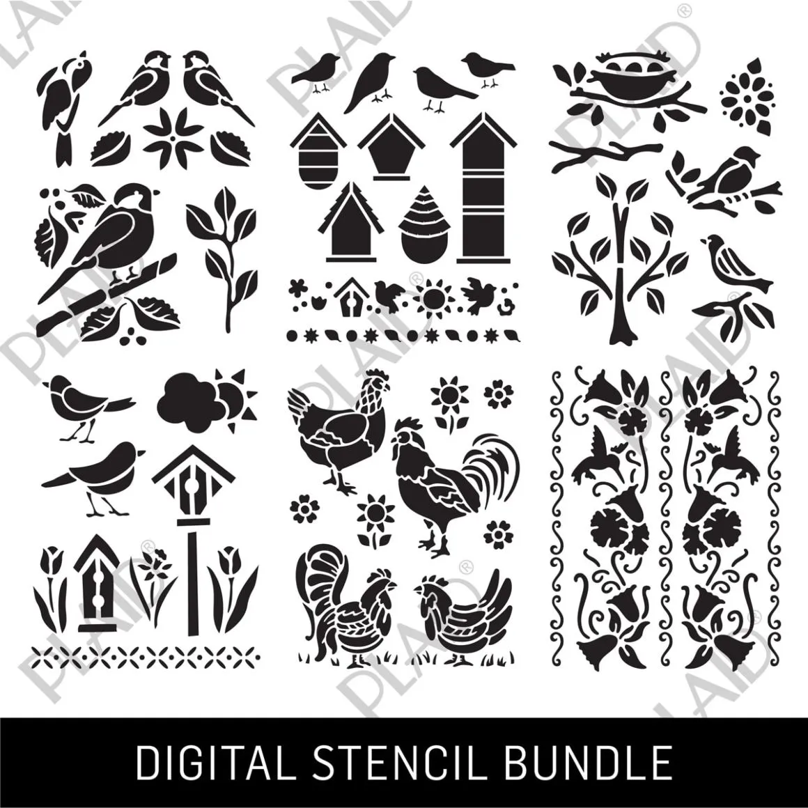 Birds Digital Stencil Bundle