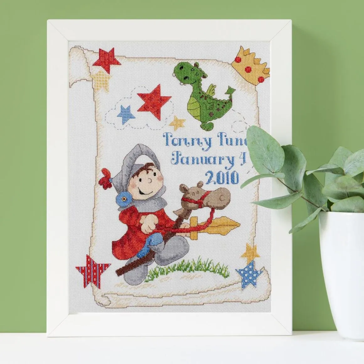 Brave Knight Birth Record - Bucilla Digital Cross Stitch Pattern