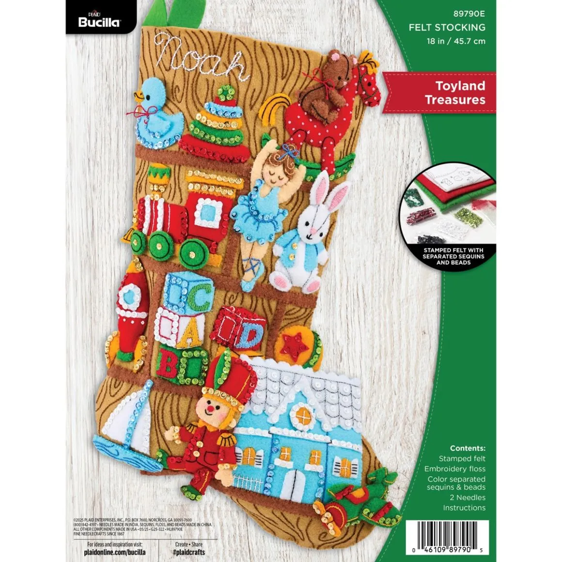 Bucilla® Toyland Treasures Stocking - Seasonal Felt Kits – 89790E