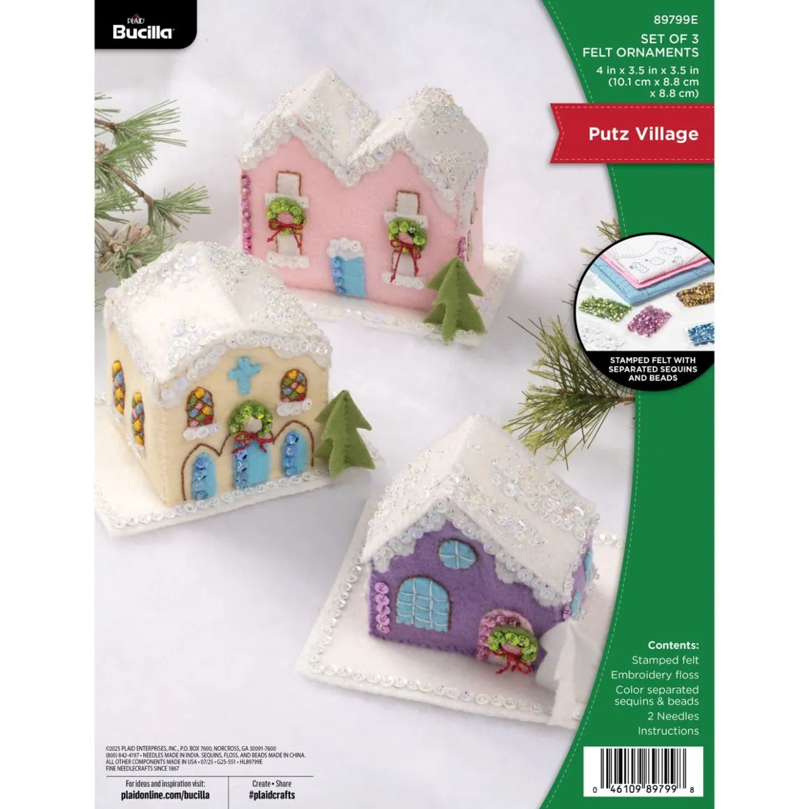 Bucilla® Putz Village 3D Ornaments - Seasonal Felt Kits – 89799E