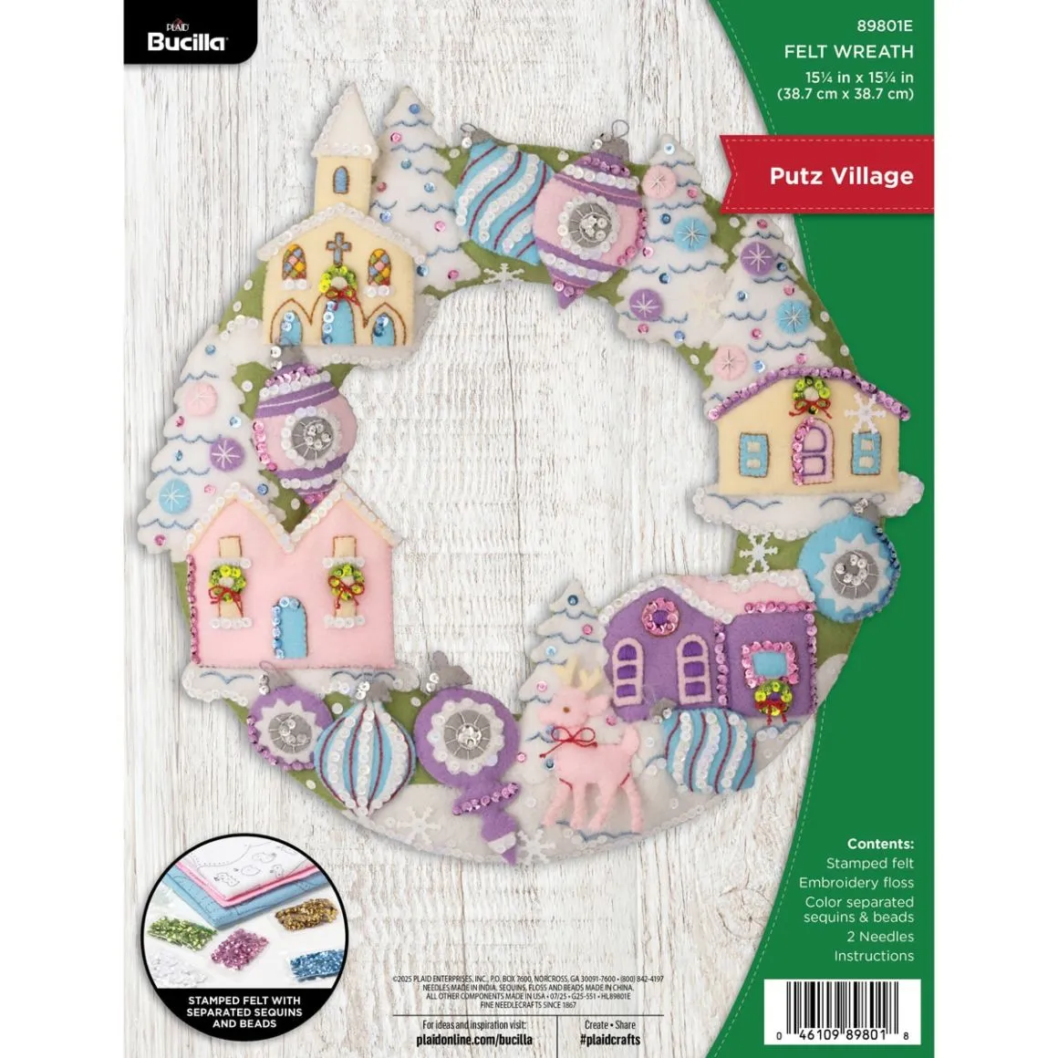 Bucilla®  Putz Village - Seasonal Felt Wreath Kit - 89801E