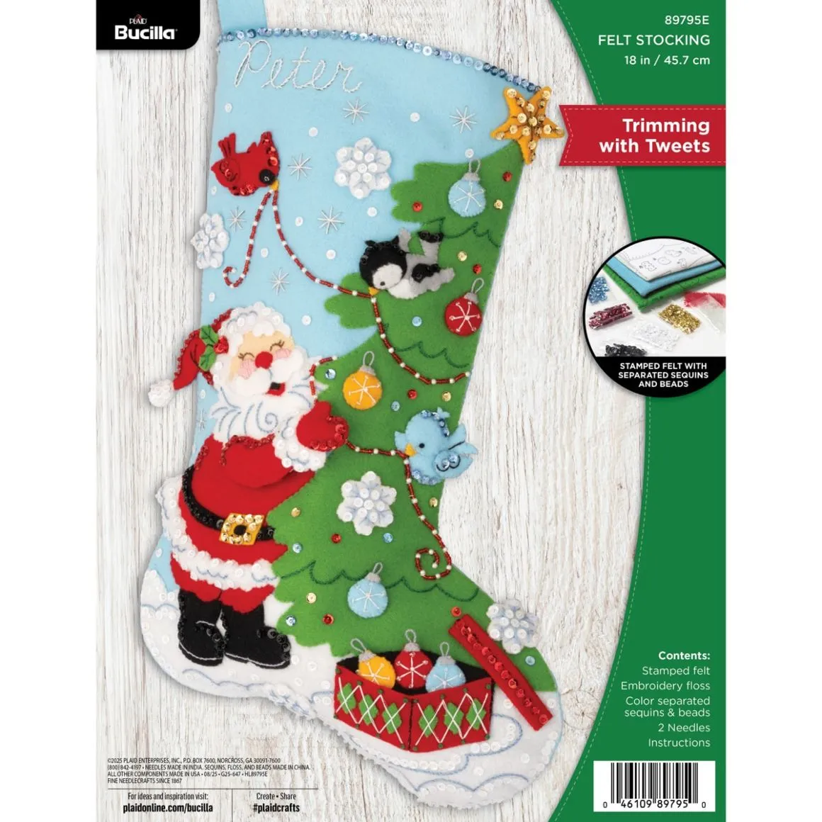 Bucilla® Trimming with Tweets Stocking - Seasonal Felt Kits – 89795E