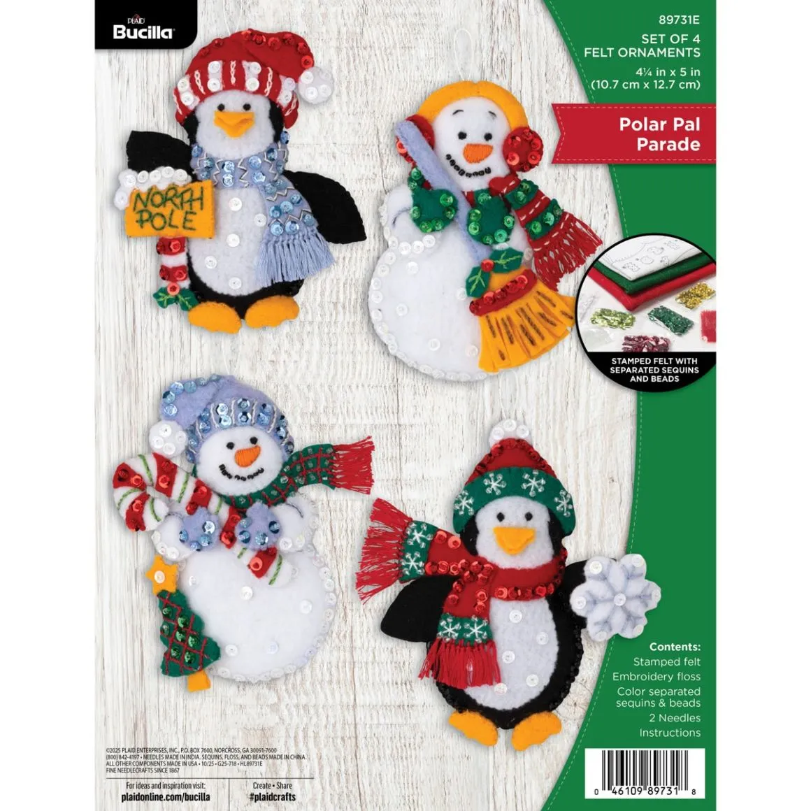 Bucilla® Polar Pal Parade Ornaments - Seasonal Felt Kits – 89731E