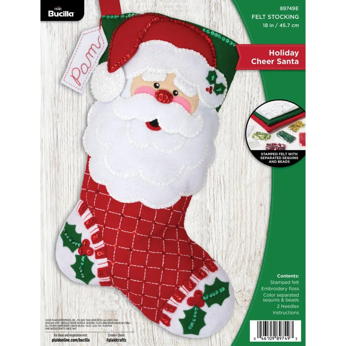 Bucilla® Holiday Cheer Santa Stocking - Seasonal Felt Kits – 89749E